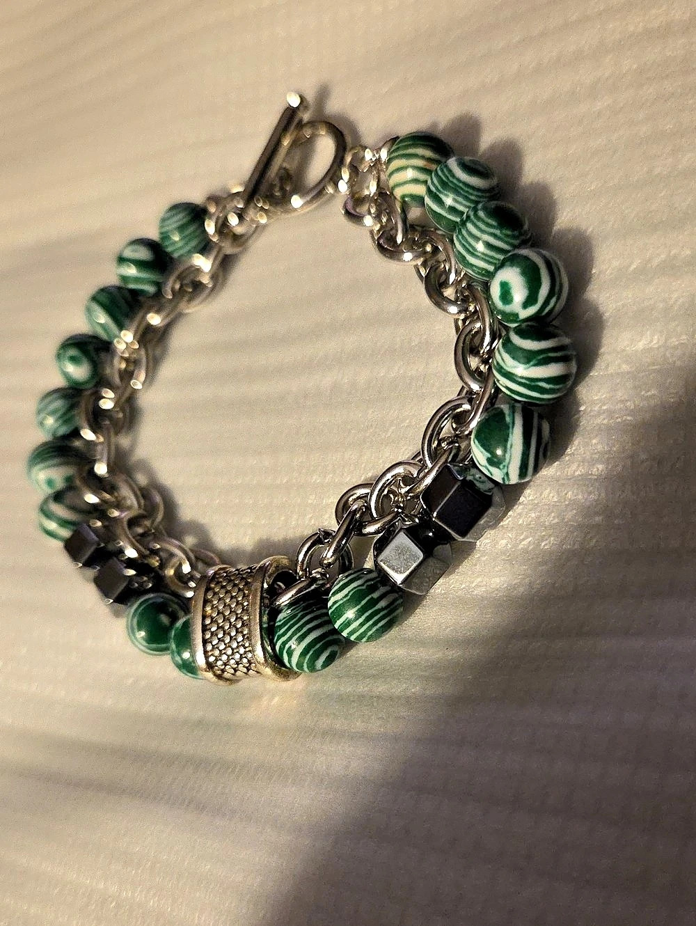 Green Beaded Chain Bracelet